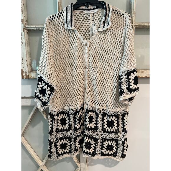 NWT Solitaire size 1X crocheted cardigan sweater - Picture 1 of 4